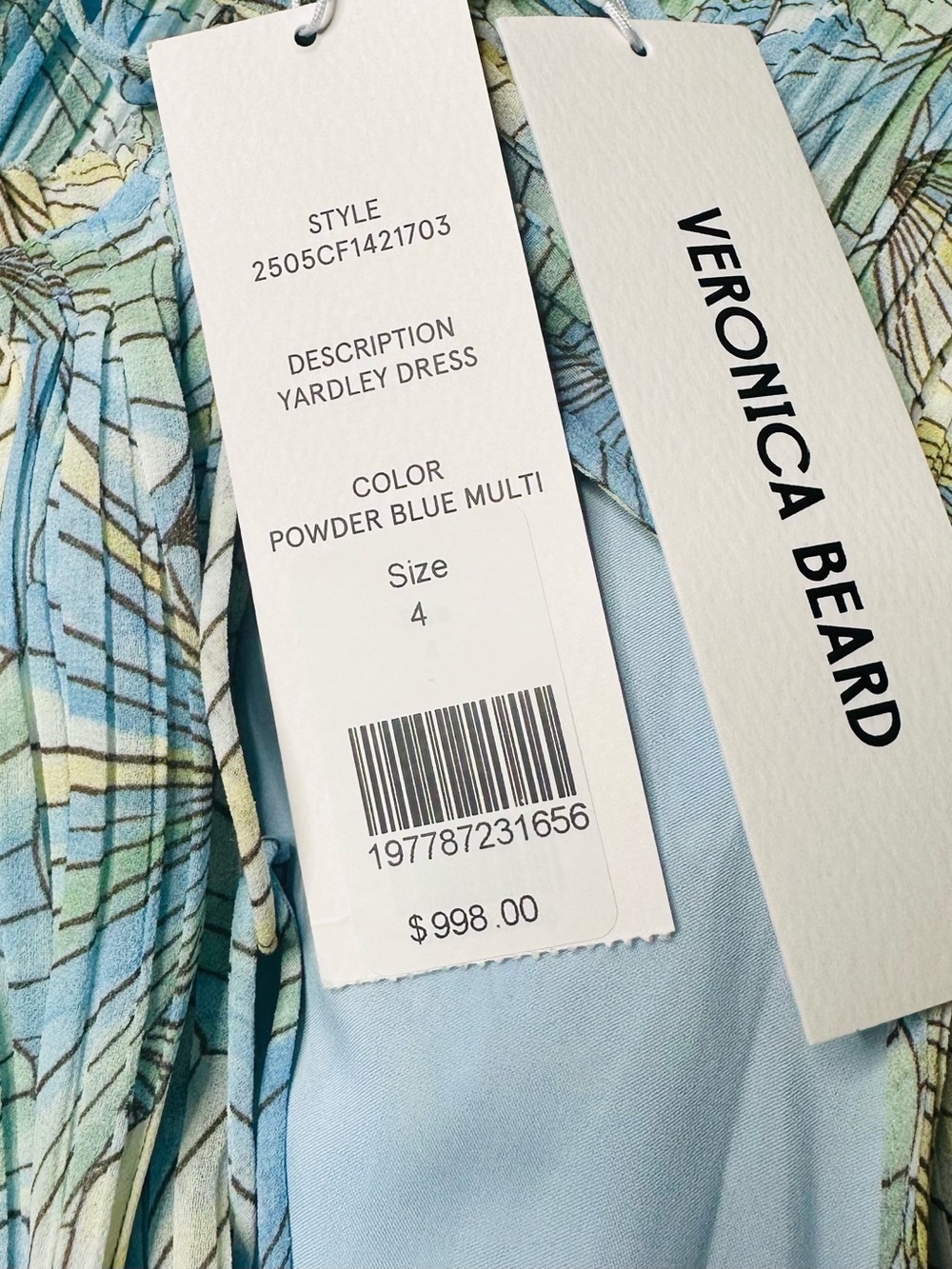 VERONICA BEARD $1k Yardley Pleated Maxi Floral Gown Dress New Powder Blue - Picture 10 of 12